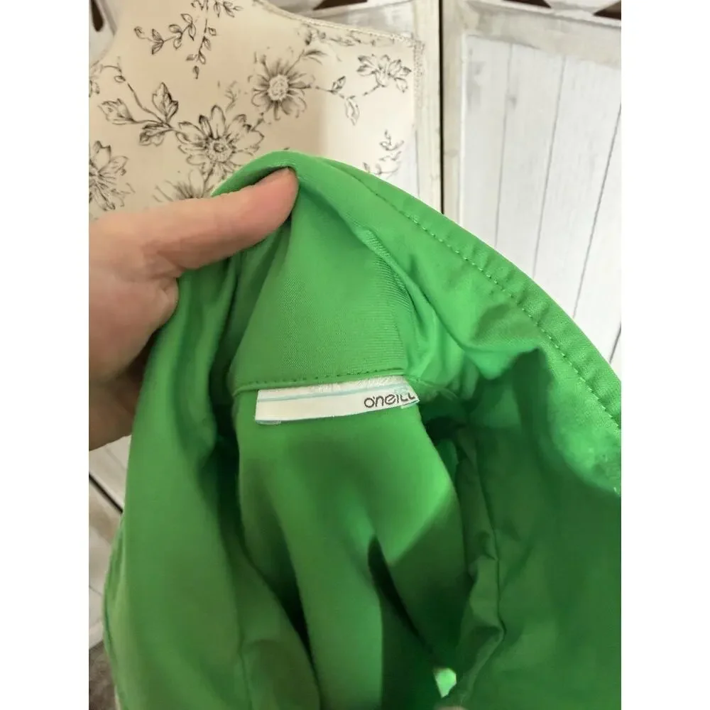 Y2K O’Neill Surfer Skate Zip Up Track Jacket Size Junior Large Bright Green VTG